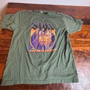 Vintage 1997‎ Styx "The Grand Illusion" Tour T-Shirt Men's XL Green